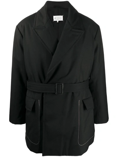 Maison Margiela Belted Short Coat In Black