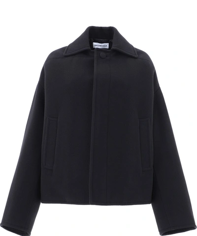 Balenciaga Asymmetrical Wool Coat In Black
