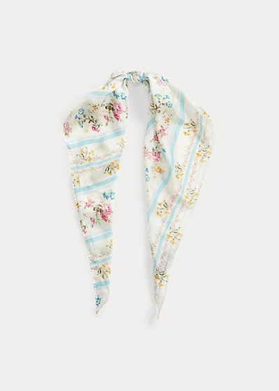 Ralph Lauren Floral Triangle Headscarf In Cream Multi