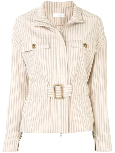 Simkhai Rae Striped-print Jacket In Neutrals