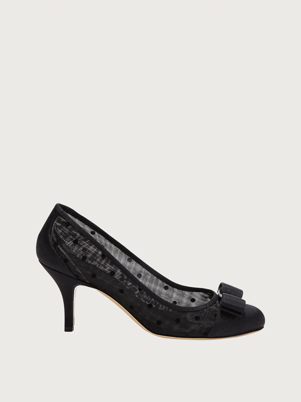 salvatore ferragamo vara dots mesh pumps