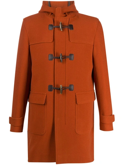 Herno Knitted Hooded Coat In Orange