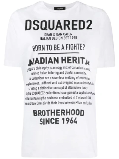 Dsquared2 Logo Printed T-shirt In White In 100 White