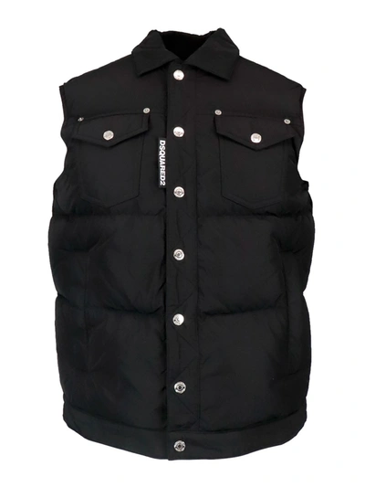 Dsquared2 Black Padded Nylon Waistcoat