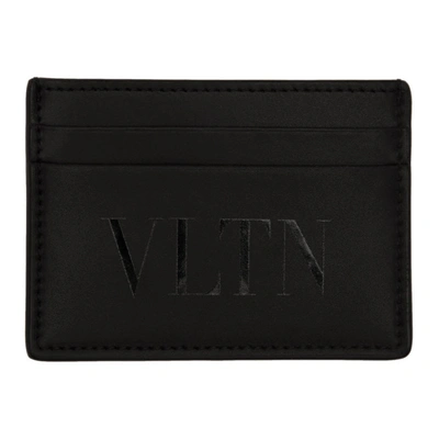 Valentino Garavani Vltn Leather Card Holder In Black