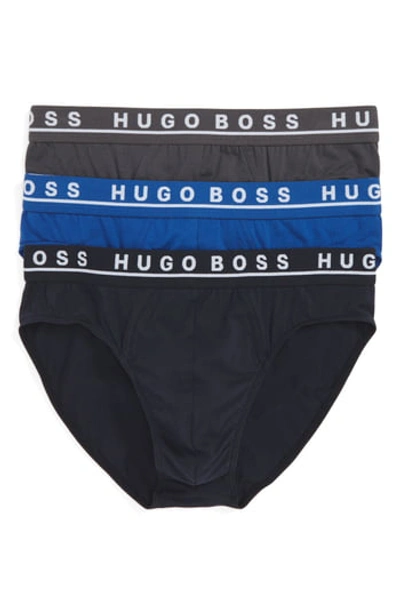 Hugo Boss Assorted 3-pack Stretch Cotton Briefs In Navy/ Deep Blue/ Charcoal