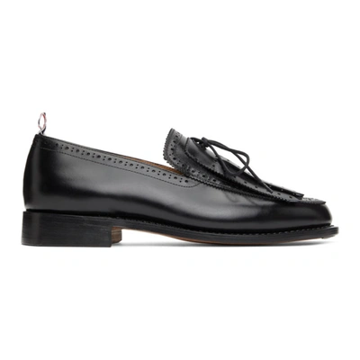 Thom Browne Kilted Leather Loafers In Black