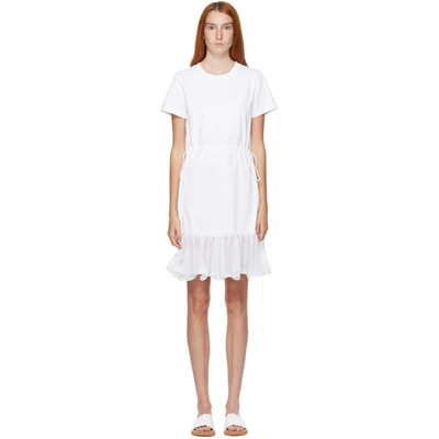 See By Chloé White Waist Tie T-shirt Dress In White Powder