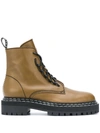 Proenza Schouler Leather Lug-sole Zip Combat Boots In Medium Brown Smooth Leather