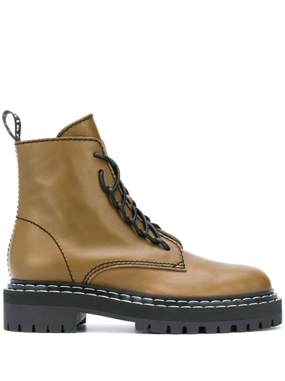 Proenza Schouler Leather Lug-sole Zip Combat Boots In Medium Brown Smooth Leather