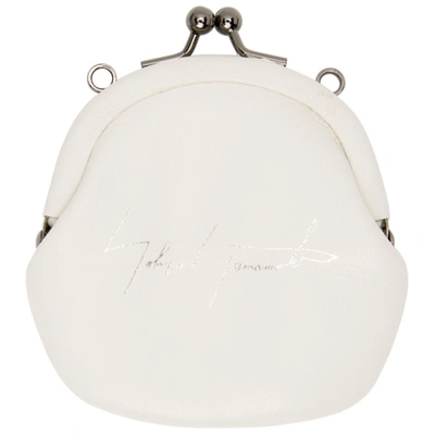 Yohji Yamamoto White Leather Coin Pouch In Ivory
