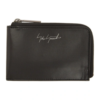 Yohji Yamamoto Black Signature Logo Short Zip Wallet