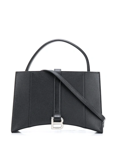 Balenciaga Hourglass Small East-west Tote Bag In Black