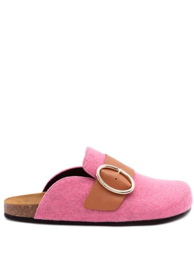 Jw Anderson Round Buckle Open-back Loafers In Pink
