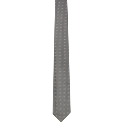 Brioni Grey And White Polka Dot Tie In 1390 Flanne