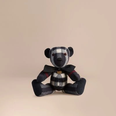 Burberry Thomas Bear In Check Cashmere In Navy