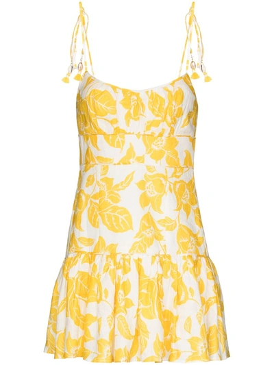 Zimmermann Bells Ruffled Floral-print Mini Dress In Yellow