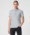 Allsaints Brace Short Sleeve Polo Shirt In Lithium Grey