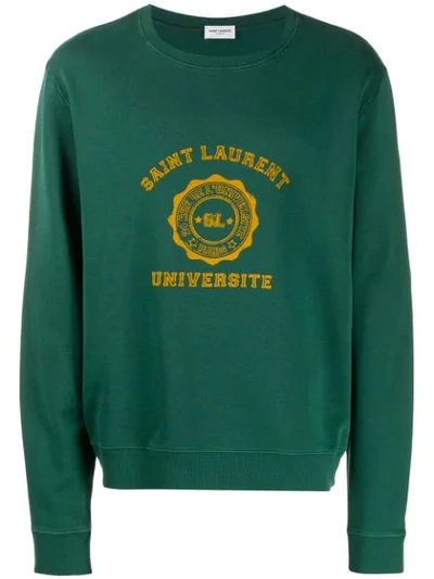 Saint Laurent University Print Sweatshirt In Green