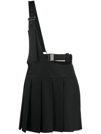 Junya Watanabe Shoulder-strap Houndstooth-check Pleated Skirt In Black