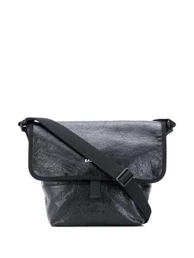 Balenciaga Explorer Crinkled-leather Cross-body Bag In Black