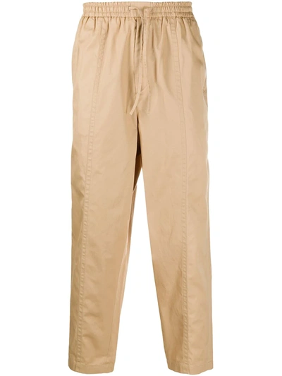 Jil Sander Drawstring-waist Cotton-poplin Cropped Trousers In Neutrals