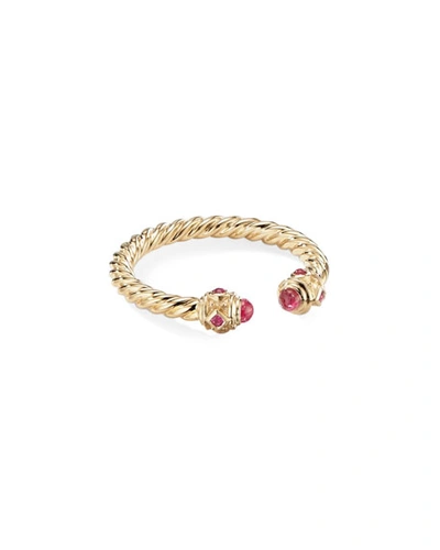 David Yurman Renaissance Open Ring In 18k Gold With Gemstones In Ruby