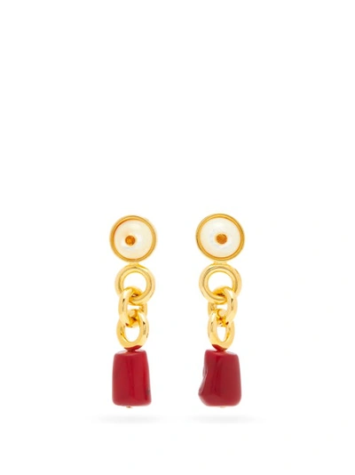 Lizzie Fortunato Women's Eden 18k Goldplated & Multi-stone Link Drop Earrings In Red