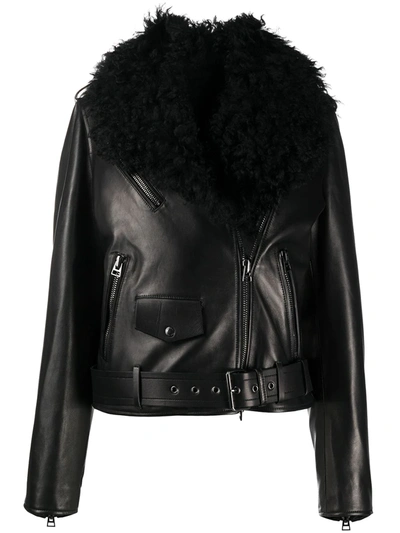 Tom Ford Napa Leather Two-piece Jacket W/ Detachable Shearling Vest In Black