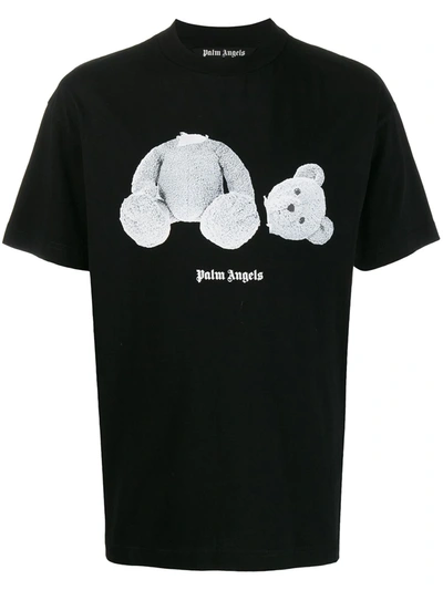 Palm Angels Ice Bear Print Cotton Jersey T-shirt In Black