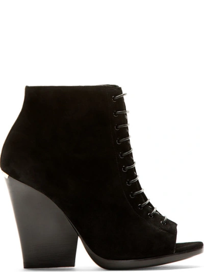 Burberry Virgina Ari Suede Open-toe Ankle Boots In Black