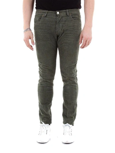 Aglini Men's Green Cotton Jeans