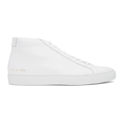 Common Projects Men's Achilles Leather Mid-top Sneakers, White | ModeSens
