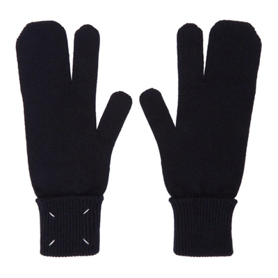 Maison Margiela Women's Blue Wool Gloves In 524 Navy