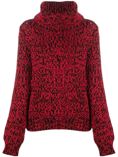 Mulberry Red And Black Wool Sweater