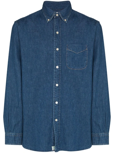 Orslow Button-down Denim Shirt In Blue
