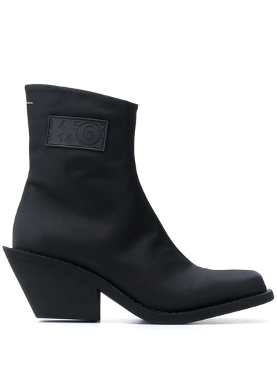Mm6 Maison Margiela 70mm Logo Western Ankle Boots In Black