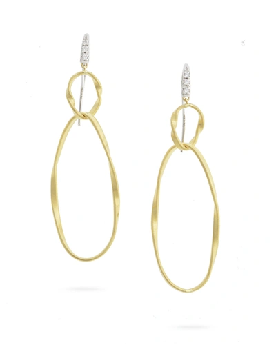Marco Bicego 18k Gold Marrakech Onde Double Link Hook Earrings With White Diamonds In Yellow/white Gold