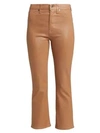 7 For All Mankind Penny Coated High-rise Slim Kick Jeans In Brown