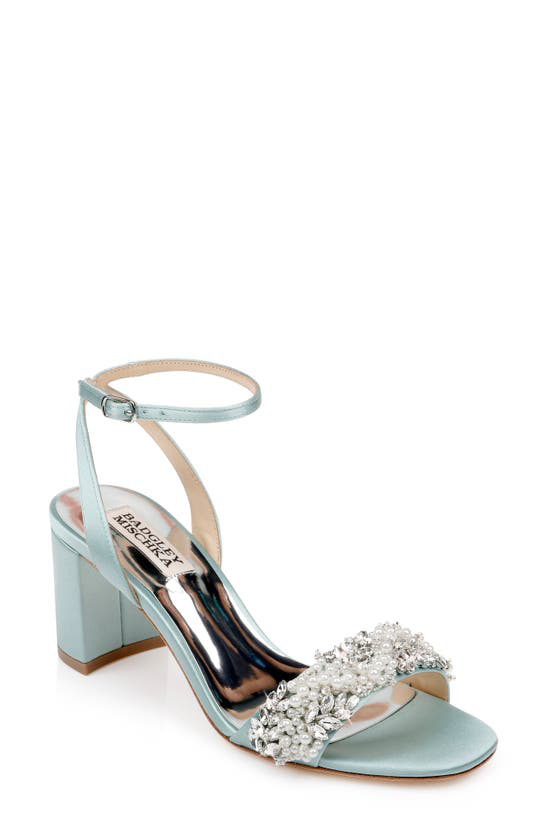 badgley mischka women's clara embellished block heel sandals
