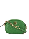 Tory Burch Kira Small Quilted Leather Camera Crossbody In Green