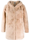 Apparis Marie Faux Fur Mid-length Coat In Beige