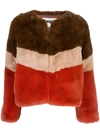 Apparis Women's Brigitte Colorblock Faux Fur Jacket In Brown