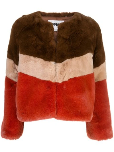Apparis Women's Brigitte Colorblock Faux Fur Jacket In Brown