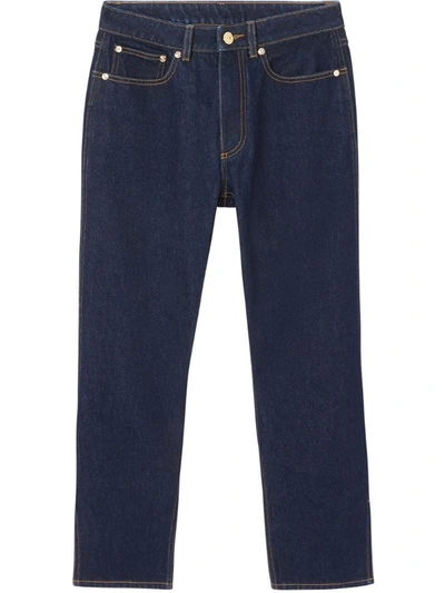 Burberry Monogram Motif Cropped Jeans In Blue