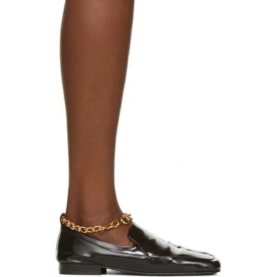 By Far Leather Loafers With Chain-link Trim In Black