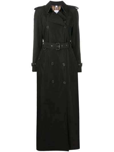 Burberry Extra Long Trench Coat In Black