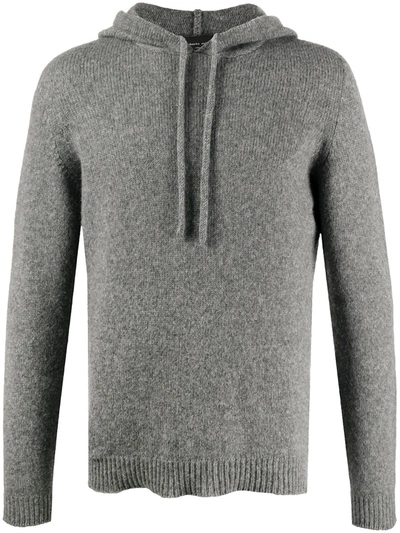 Roberto Collina Knitted Hooded Top In Grey