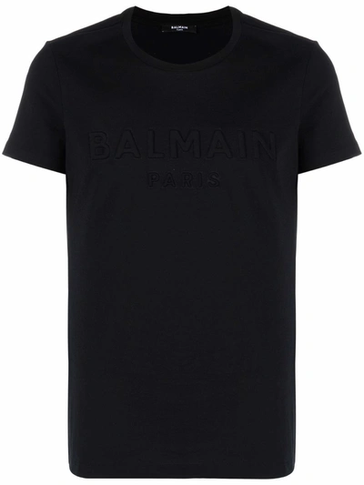 Balmain Embossed T-shirt In Pa Noir