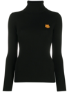 Kenzo Tiger Crest Roll-neck Jumper In Black